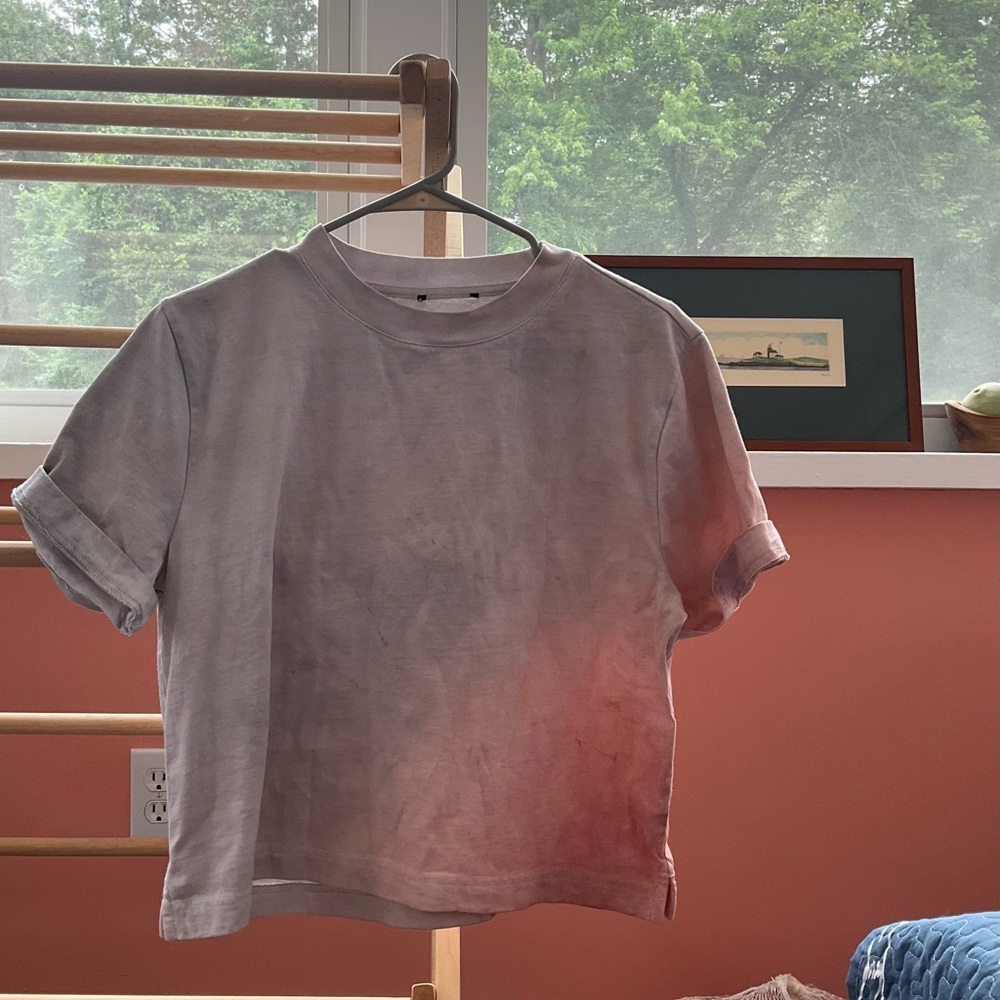Artisan Hand Dyed Cotton Crop Tee with natural earth dye in Japan
